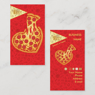 Italian Pizza red personalize your logo & address Business Card