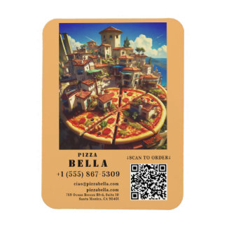 Italian Pizza Scan to Order QR Code Custom Magnet