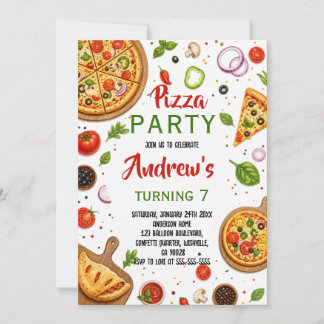 Italian Pizzeria Feast Cooking Birthday Invitation