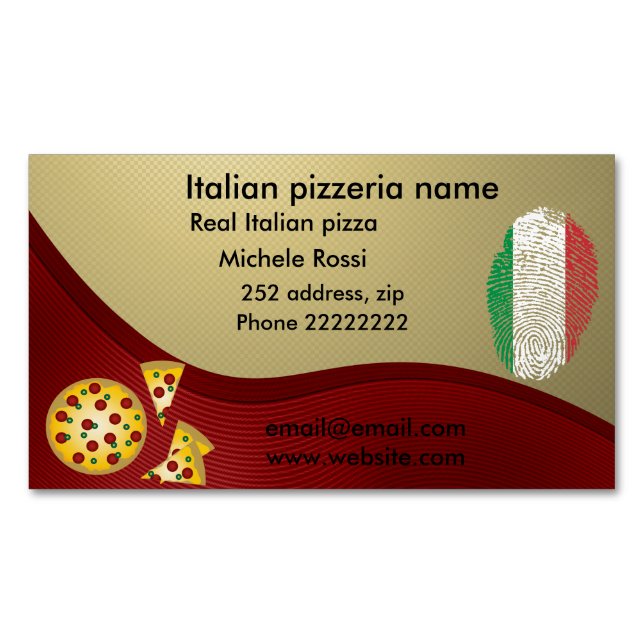 Italian pizzeria 	Magnetic business card (Front)