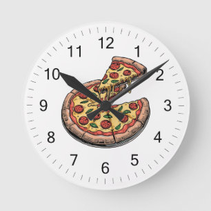 Italian Pizzeria Pizza Kitchen or Restaurant Round Clock