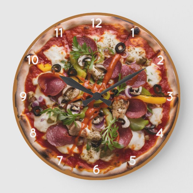 Italian Pizzeria Pizza Kitchen or Restaurant Round Large Clock (Front)