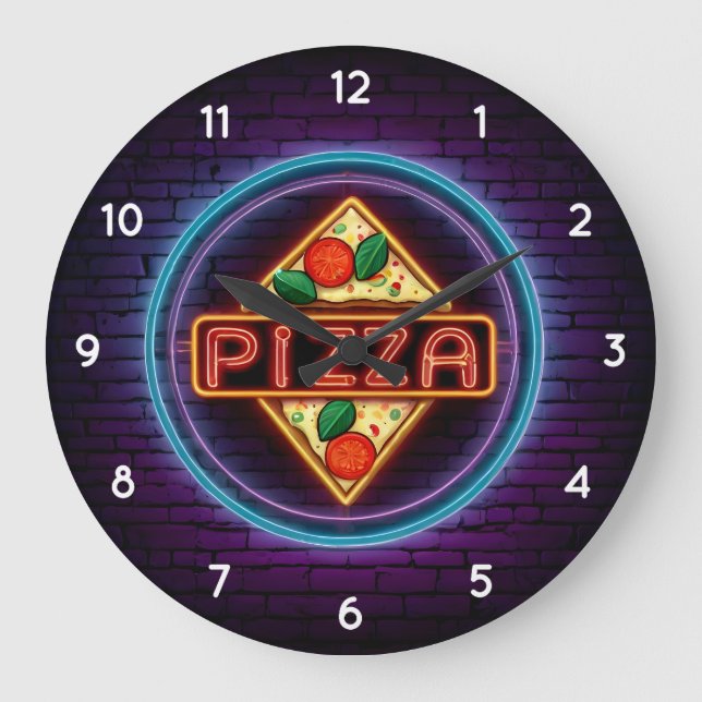 Italian Pizzeria Pizza Kitchen or Restaurant Round Large Clock (Front)