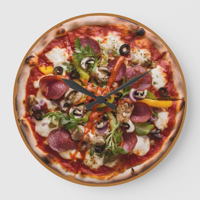 Italian Pizzeria Pizza Kitchen or Restaurant Round Large Clock (Front)