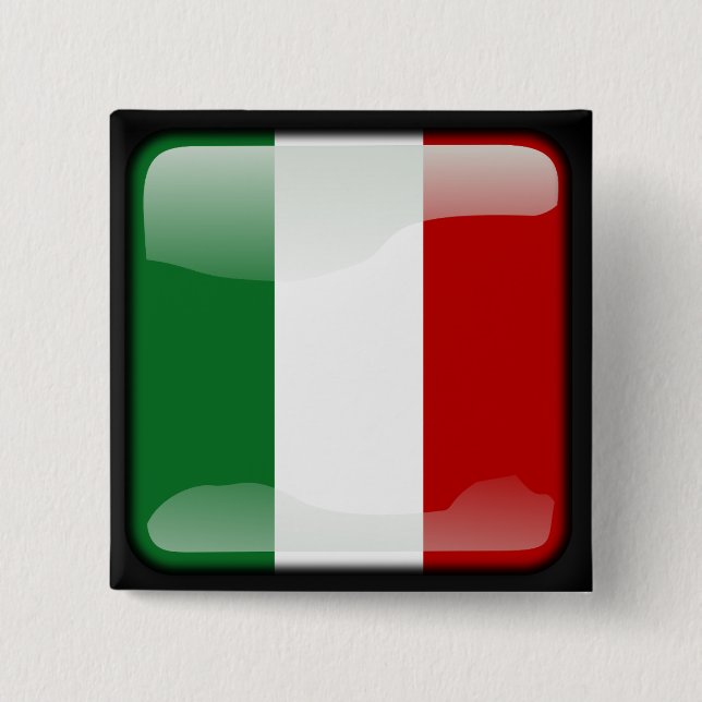Italian polished flag 15 cm square badge (Front)