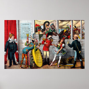 Italian Political Cartoon Of Circus Performers Poster