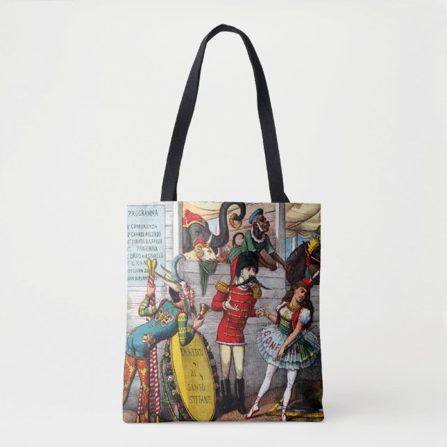 Italian Political Cartoon Of Circus Performers Tote Bag (Front)