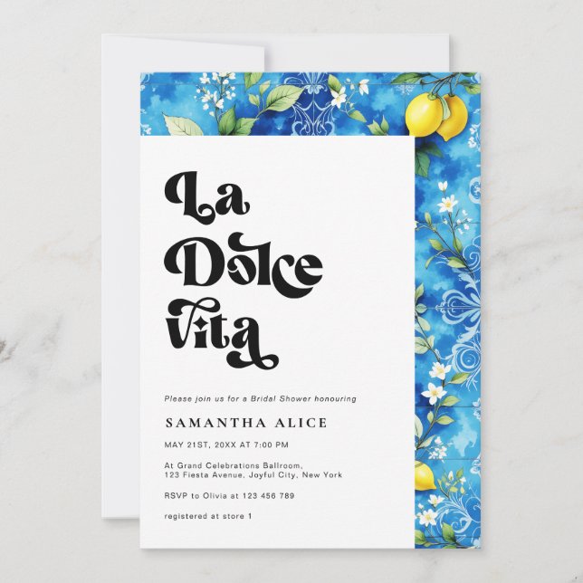 Italian Positano La Dolce Vita Bridal Shower Invitation (Front)