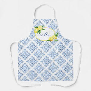 Italian Positano Tuscan Blue Tile Lemon Mrs. Apron
