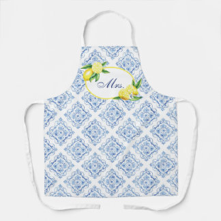 Italian Positano Tuscan Blue Tile Lemon Mrs. Apron