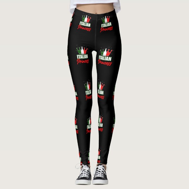 Italian Princess Italy Flag Crown Leggings (Front)