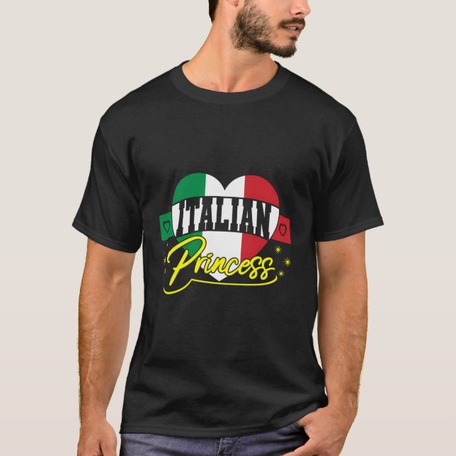 Italian Princess Italy Italia Flag Heart T-Shirt (Front)