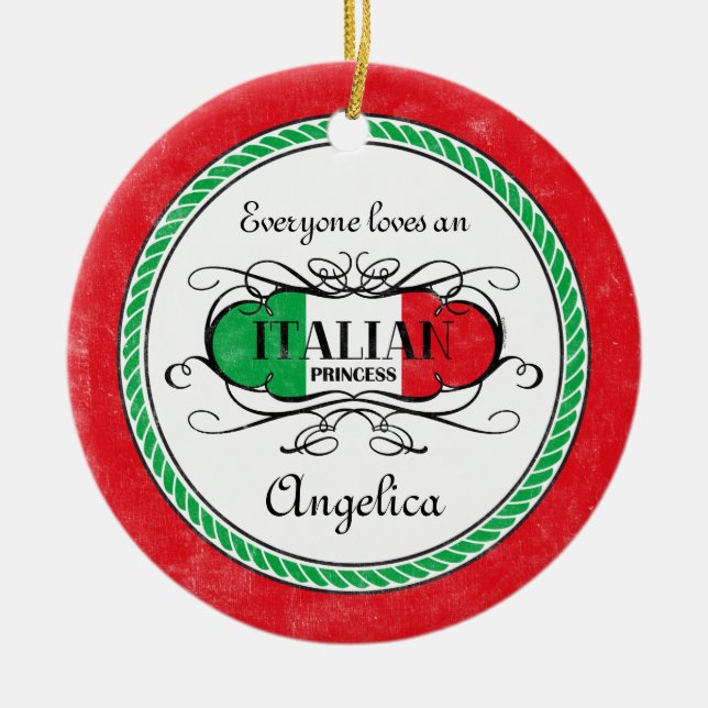 Italian Princess Personalised Ornament (Front)