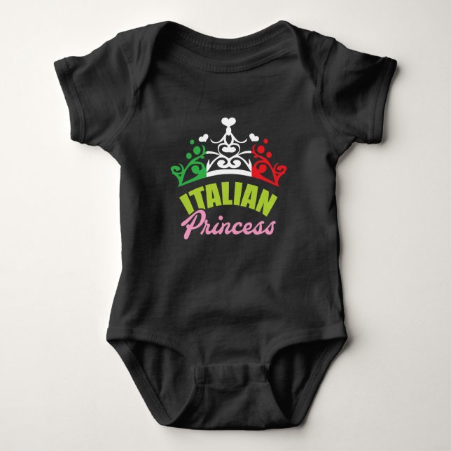 Italian Princess Tiara National Flag Italy Baby Bodysuit (Front)