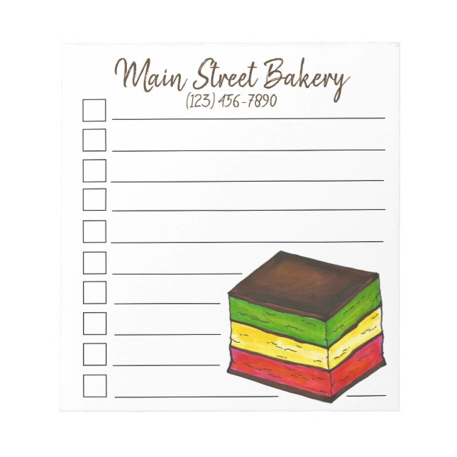 Italian Rainbow Seven 7 Layer Cookie Bakery Pastry Notepad (Front)