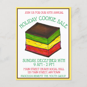 Italian Rainbow Seven 7 Layer Holiday Cookie Swap Invitation Postcard