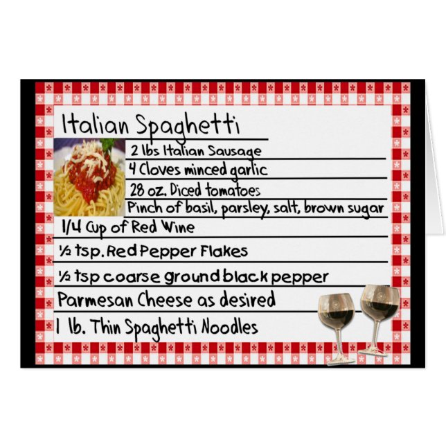 Italian Recipe Card Gifts "Spaghetti" (Front Horizontal)