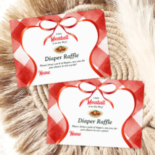 Italian Red Gingham Meatball Baby Shower Diaper Enclosure Card