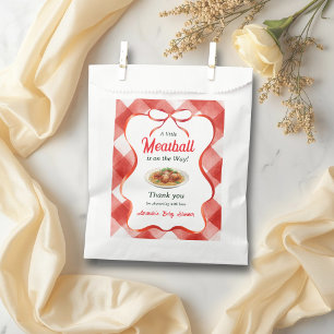 Italian Red Gingham Meatball Pasta Baby Shower Favour Bag