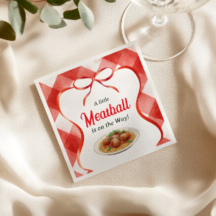 Italian Red Gingham Meatball Pasta Baby Shower Napkin