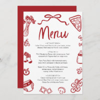 Italian Red Hand Drawn Pizza Pasta Baby Shower