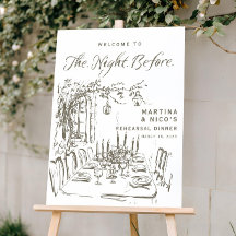 Italian Rehearsal Dinner Welcome Sign | Hand Drawn