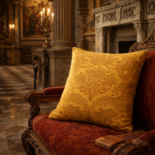Italian Renaissance Crown Floral & Foliage Damask Cushion