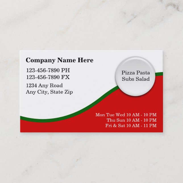 Italian Restaurant Business Cards (Front)