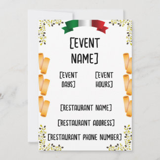 Italian restaurant events and inauguration invita invitation