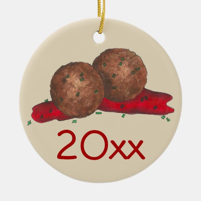 Italian Restaurant Food Meatballs Marinara Sauce Ceramic Ornament (Front)