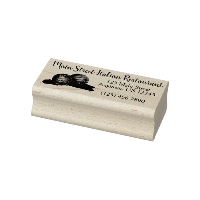 Italian Restaurant Meatballs Marinara Food Address Rubber Stamp (Stamp)