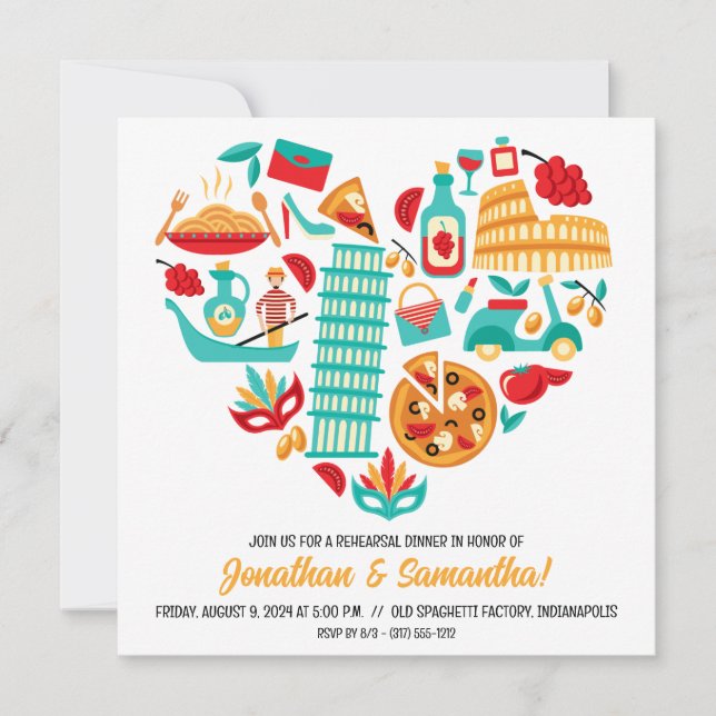 Italian Restaurant Rehearsal Dinner Invitation (Front)