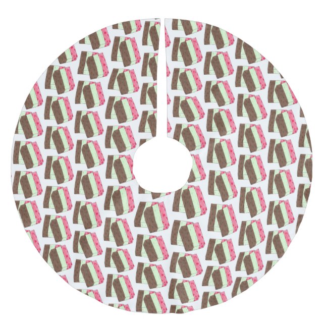 Italian Restaurant Spumoni Ice Cream Dessert Brushed Polyester Tree Skirt (Front)