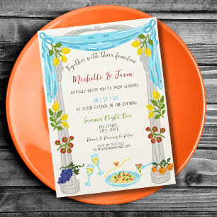 Italian Retro Whimsical Fun Hand Drawn Lemon Photo Invitation