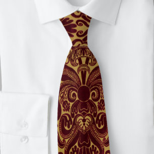 Italian Rich Burgundy Gold Renaissance  Tie