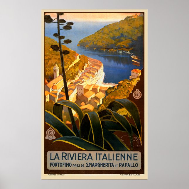 Italian Riviera Europe Italy Travel Poster (Front)