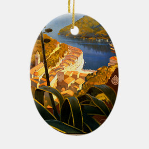 Italian Riviera Europe Italy Travel Poster Ceramic Ornament
