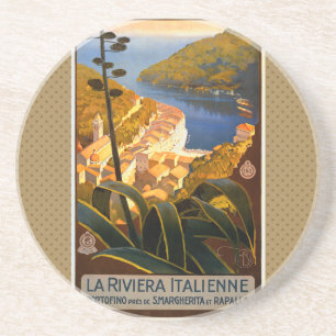 Italian Riviera Europe Italy Travel Poster Coaster