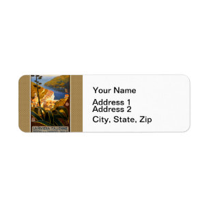 Italian Riviera Europe Italy Travel Poster Return Address Label
