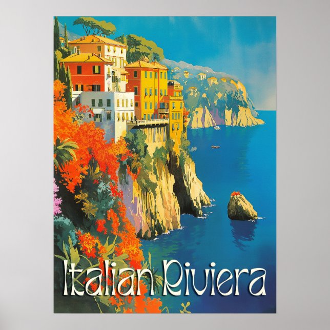 Italian Riviera Retro Travel  Poster (Front)