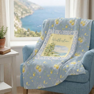 Italian Riviera Signature Studio Watercolor Bloom Fleece Blanket