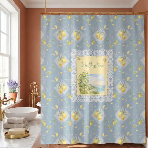Italian Riviera Signature Studio Watercolor Manor Shower Curtain