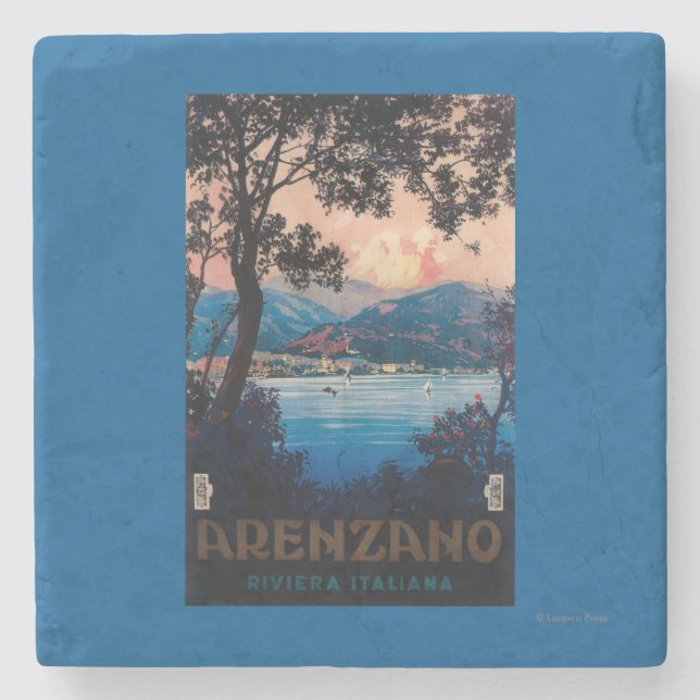 Italian Riviera Travel Poster Stone Coaster (Front)