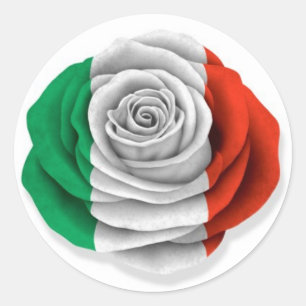 Italian Rose Flag on White Classic Round Sticker