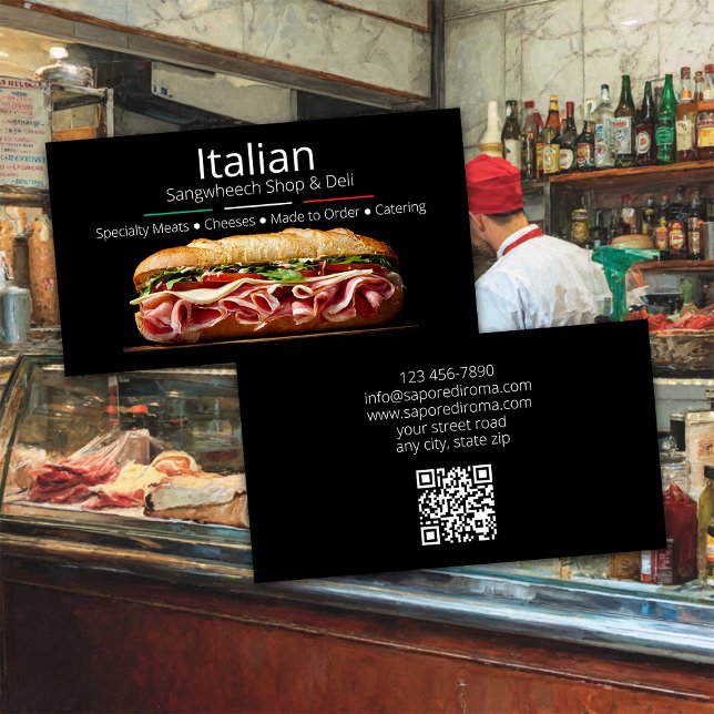Italian Sangwheech Shop and Deli Business Card (Creator Uploaded)