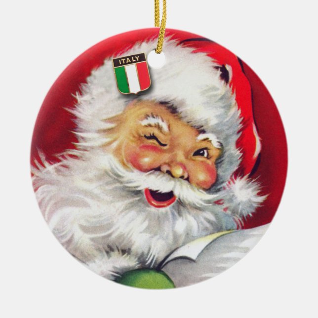 Italian Santa, Italian Christmas, Italy Ceramic Ornament (Front)
