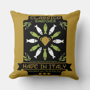Italian Sardine Art Print Kitchen Gift Cushion