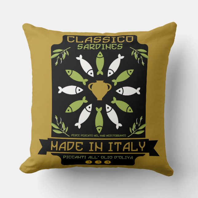 Italian Sardine Art Print Kitchen Gift Cushion (Front)