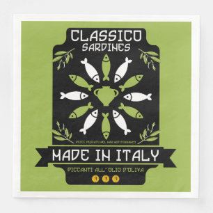 Italian Sardine Art Print Kitchen Gift Napkin