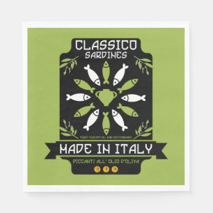 Italian Sardines Art Print Kitchen Gift Napkin